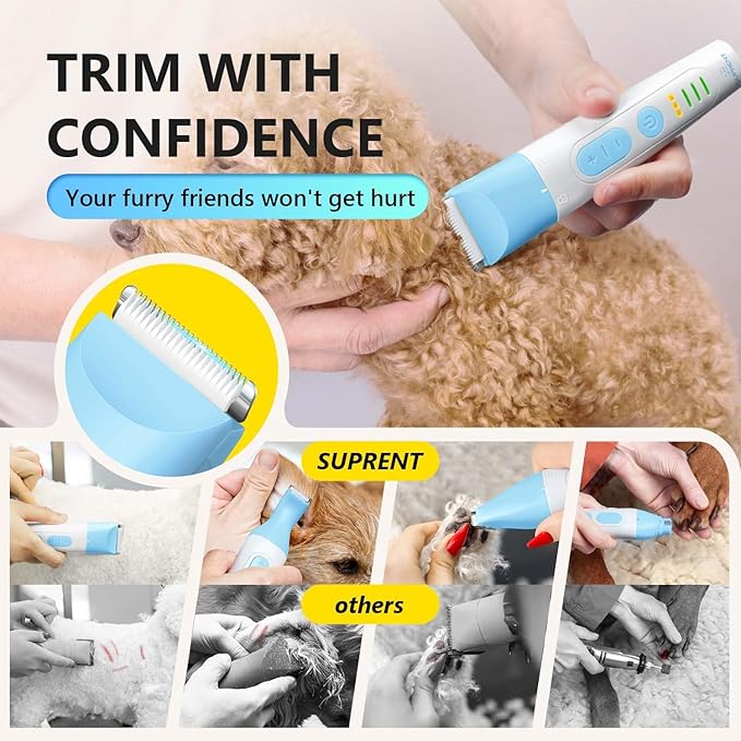 SUPRENT Dog Grooming Kit, 4 in 1 Quiet Pet Clippers for Grooming