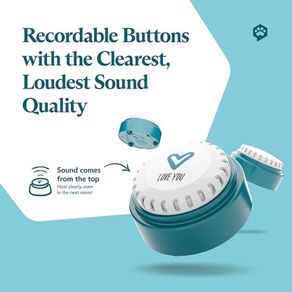 FluentPet Speak Up Get Started Kit with Clearer Upward-Facing Sound - 6 Recordable Buttons w/Pre-Installed Batteries & 3 HexTile Button Mats | Training Dog & Cat Communication Buttons