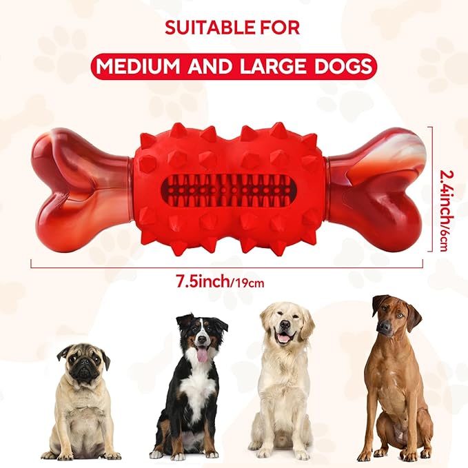 LIFLIX Dog Toys for Aggressive Chewers, Tough Indestructible Dog Chew Toys, Durable Nylon & Rubber Teething Toys for Large Medium Breed, Bone Shape