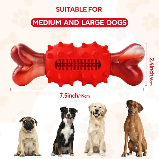 LIFLIX Dog Toys for Aggressive Chewers, Tough Indestructible Dog Chew Toys, Durable Nylon & Rubber Teething Toys for Large Medium Breed, Bone Shape