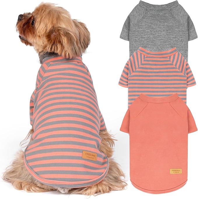 KYEESE 3Pack Small Dog Sweater, Soft Puppy Sweatshirt Stretchy Pullover Dog Sweater for Small Dogs Girl Boy, Lightweight Fleece Cat Shirt Pet Clothes with Sleeves, S