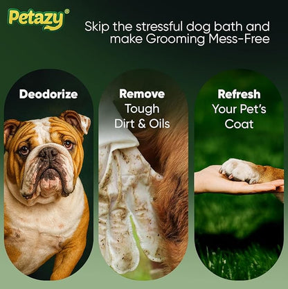 Petazy Pet Glove Wipes for Dogs & Cats – 25 Pack | Hypoallergenic, No Rinse, Extra Thick Cleaning Gloves with Aloe & Coconut Oil | Paws, Face, Ears & Butt | Travel Friendly, Gentle & Safe