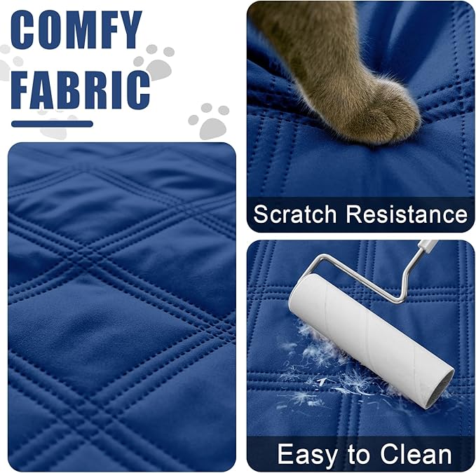 Smiry Waterproof Dog Bed Cover Blanket 40x70, Soft Reversible Pet Blanket, Washable Leakproof Cats Dogs Couch Cover for Sofa, Couch, Furniture, Lattice, Navy/Blue