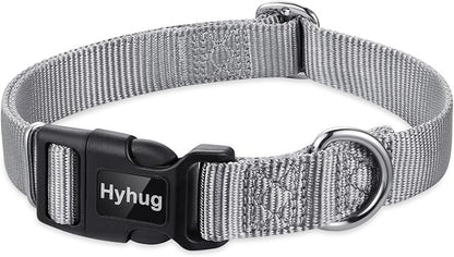 Hyhug Small Dog Collar Quick-Release| Heavy-Duty Nylon Puppy Collar, Adjustable & Durable Pet Supplies for Boy & Girl Dogs (Small, Sleet Gray)