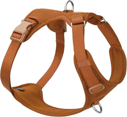 No Pull Dog Harness for Small Medium Large Dogs - Adjustable 2 Layer Mesh Dog Vest with Dual Clip, Escape Proof, Quick Release, Lightweight Breathable Mesh for Walking Hiking (Carmel Brown,XL)