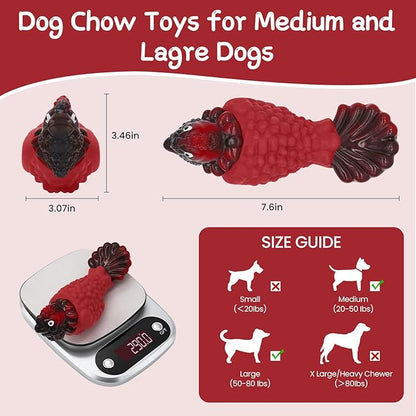 WinTour Tough Dog Toys for Aggressive Chewers, Durable and Indestructible Dog Toys to Keep Them Busy, Turkey Squeaky Chew Toys for Medium and Large Dogs, Red