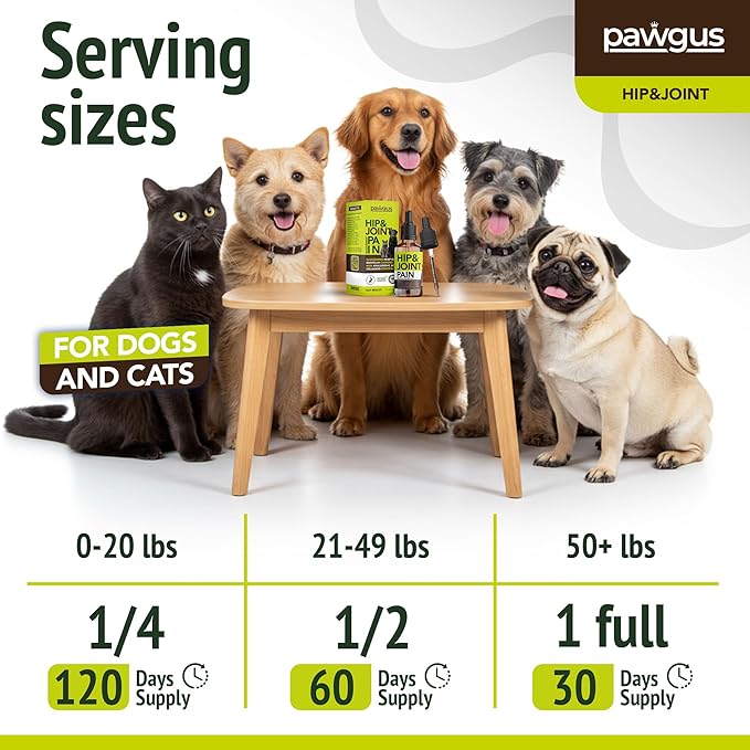 Hip and Joint Support for Dogs Cats - Pain Relief with Glucosamine, Chondroitin, Boswellia, MSM, Hyaluronic Acid, Collagens, Dewil's Claw - Healthy Aging- Mobility Lubrication, Stiffness Relief