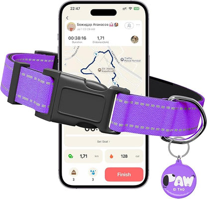 Reflective Dog Collar for Extra Small Dogs with Dog Tags Personalized & Quick Release Buckle, Adjustable and Comfortable Nylon Pet Collar, Purple