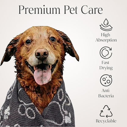 Delilah Home Drytek Dog Towel, Faster Drying, Ultra Absorbent & Odor-Resistant Dog Drying Towel Made from Recycled Bottles, Large 30x54, Quick-Dry & Sand-Resistant for Bath, Beach & Travel (Black)