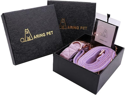 ARING PET Velvet Dog Collar and Leash Set, Soft Dog Collar and Leash, Adjustable Collars for Dogs