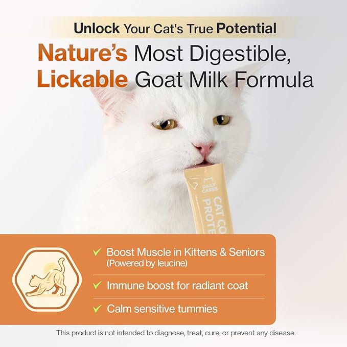 Doctor By Cat Colostrum Protein Cat Supplement Immune Support Muscle Growth, Gentle on Digestion for Kittens, Adult&Senior Cats with Goat Milk, Whey Protein Isolate, Colostrum Lickable Formula
