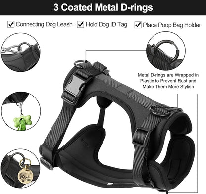 No Pull Lightweight Dog Harness: Adjustable Durable Breathable Mesh Pet Vest Harness with Soft & Comfortable Cushion, for Small Medium Large Dogs (Medium, Black)
