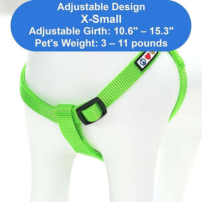 Pawtitas Solid Step-in Dog Harness – Adjustable No-Pull Vest for Puppies to Seniors, Safe & Comfortable XS Green
