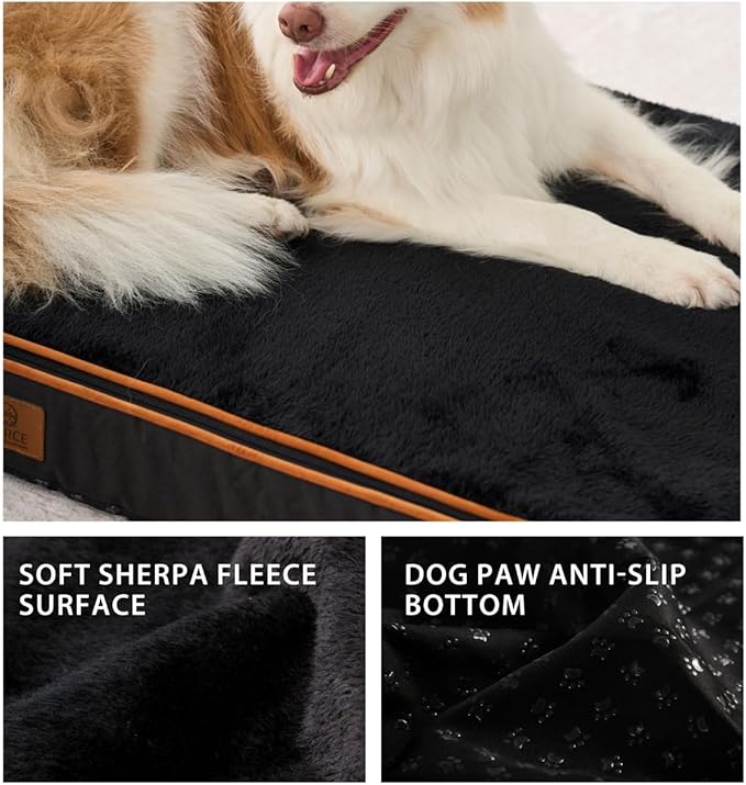 LIORCE Memory Foam XL Dog Bed - 4” Thick Orthopedic Beds for Extra Large Dogs - Waterproof Dog Bed with Removable Washable Cover & Wrap-Around Zipper - Ultimate Comfort and Easy Maintenance