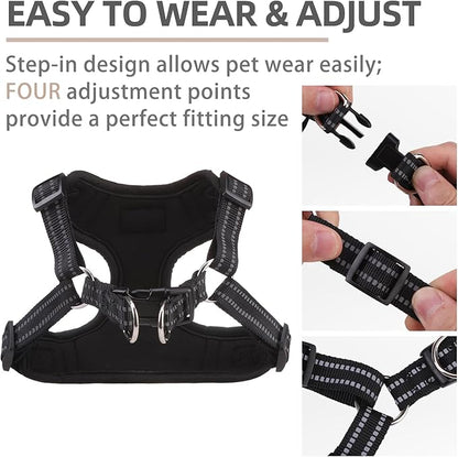 PUPTECK Dog Harness and Leash Set Medium Sized, Step in No Pull Adjustable Puppy Cat Harness Reflective Pet Vest