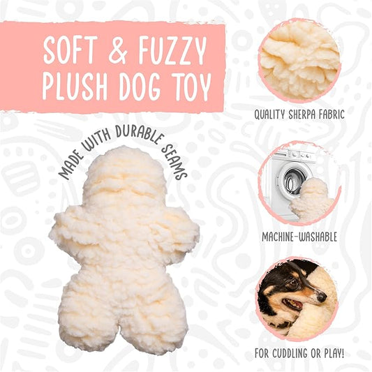 HuggleHounds Plush Dog Toy - Fuzzy Dog Toy, Plush, Soft Fleece, Interactive, Durable, For Small and Large Breeds, Puppy Toy - HuggleFleece Man, Grey
