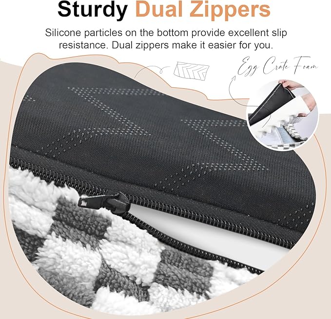 Large Dog Bed Orthopedic Washable: Beds Bolster XL Bed Medium Large Dogs Egg Crate Foam Couch Sofa Waterproof with Removable Cover - Dark Grey Grid