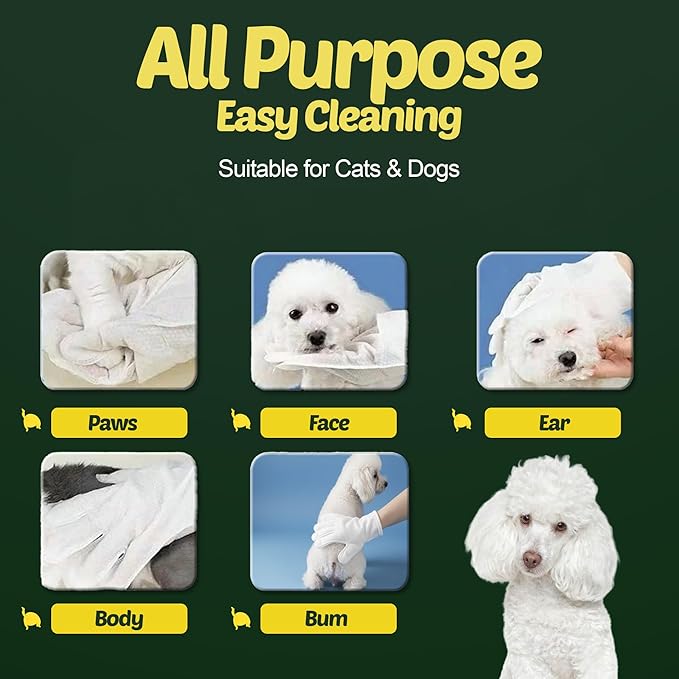 Petazy 400 Dog Wipes for Paws and Butt Ears Eyes | XL 8X8 Organic Pet Wipes for Dogs | Lavender Scent Dog Wipes Cleaning Deodorizing | Extra Thick Paw Wipes for Dogs Cats Pets | +4 Bonus Glove Wipes