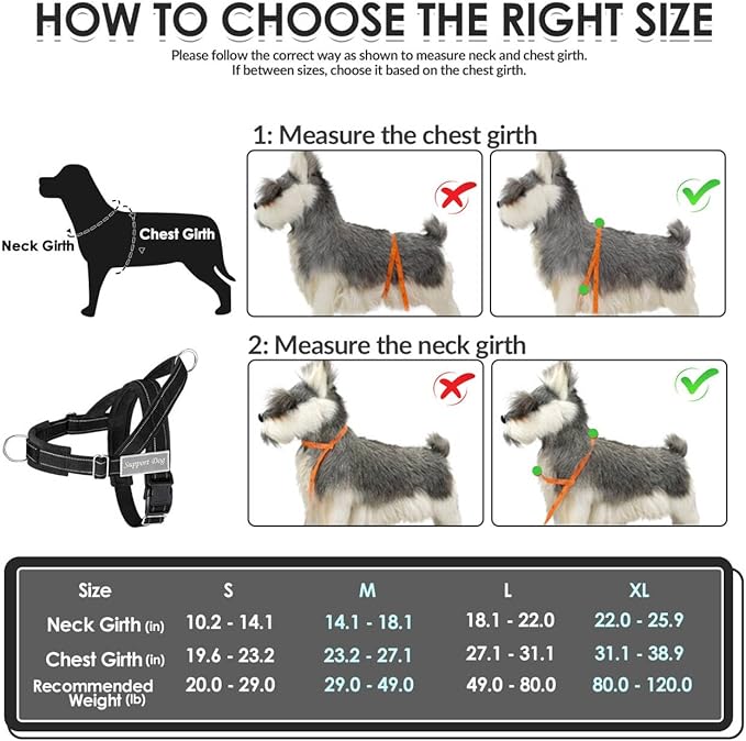 SlowTon No Pull Dog Harness - Heavy Duty Dog Harness and Leash Set for Medium Large Dogs, Reflective Tactical Harness with Soft Padded and Front Clip for Easy Walk and Training (Black S)