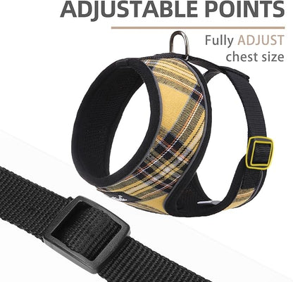 PUPTECK Soft Mesh Dog Harness and Leash Set Pet Puppy Cat Comfort Padded Vest No Pull Harnesses, Yellow, S