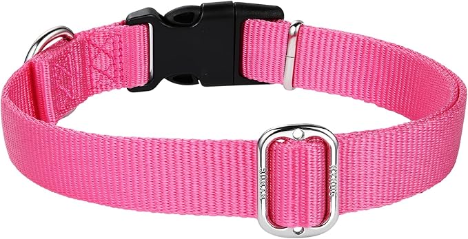 Hyhug Small Dog Collar Quick-Release Pink| Heavy-Duty Nylon Puppy Collar, Adjustable & Durable Pet Supplies for Boy & Girl Dogs (Small, Candy Pink)