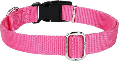 Hyhug Small Dog Collar Quick-Release Pink| Heavy-Duty Nylon Puppy Collar, Adjustable & Durable Pet Supplies for Boy & Girl Dogs (Small, Candy Pink)