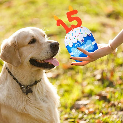 Dog Birthday Cake Toy Accessories for Girl Boy Gifts, Squeaky Plush Toy for Dog Birthday Party Decor Favor for Large, Medium and Small Dogs(15th,Blue)