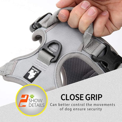JUXZH Truelove No Pull Dog Harness with Easy Control Handle and 2 Leash Attachments ,Reflective Adjustable Pet Vest