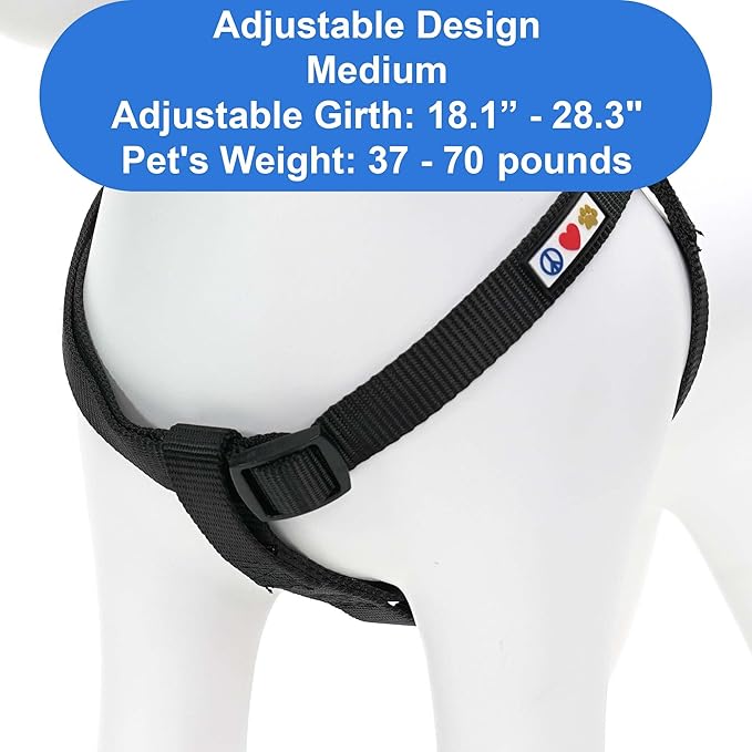 Pawtitas Solid Step-in Dog Harness – Adjustable No-Pull Vest for Puppies to Seniors, Safe & Comfortable M Black