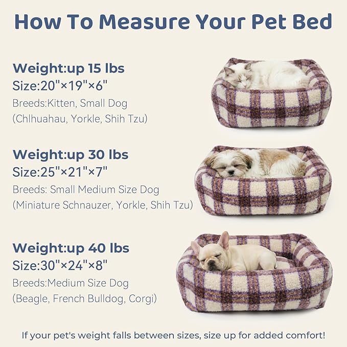 WESTERN HOME WH Dog Bed Medium Size Dogs - Washable Medium Dog Bed, High Back Support Pet Sofa with Sides, Soft Pet Beds with Anti Slip Bottom, 30inch, Blue