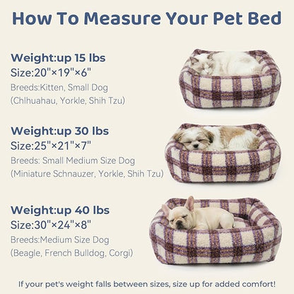 WESTERN HOME WH Dog Bed Medium Size Dogs - Washable Medium Dog Bed, High Back Support Pet Sofa with Sides, Soft Pet Beds with Anti Slip Bottom, 30inch, Blue