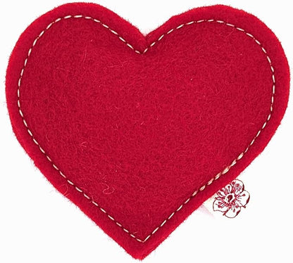 Catnip Toy – Heart Shape, Organic Catnip, 100% Wool Felt, Grown & Made in The USA - Red