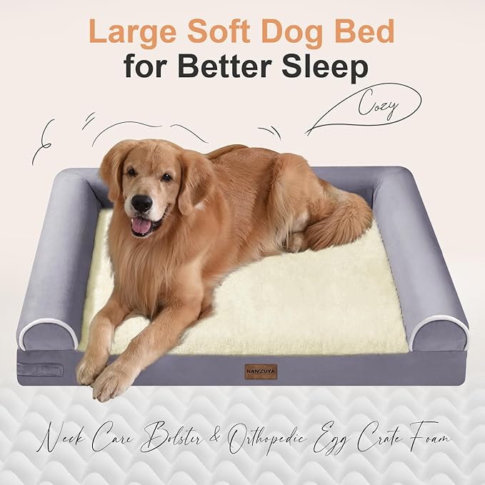 Small Dog Bed Orthopedic Washable: Beds Bolster Small Sized Dogs Bed Egg Crate Foam Couch Sofa Waterproof with Removable Cover - Purple