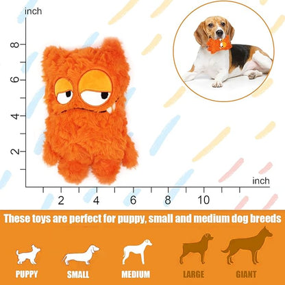 HUGEME Squeaky Dog Toy, Plush Stuffed Dog Toy Keep Them Busy Tug of War Dog Chew Toy for Small Medium Large Dogs (Orange)