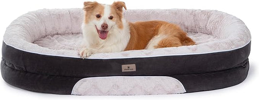 PetFun Orthopedic Dog Bed Couch for Large Sized Pets with Egg Foam Support, Four-Sided Bolster Cushions, Soft Tear-Resistant Fabric, and Removable Machine Washable Plush Cover