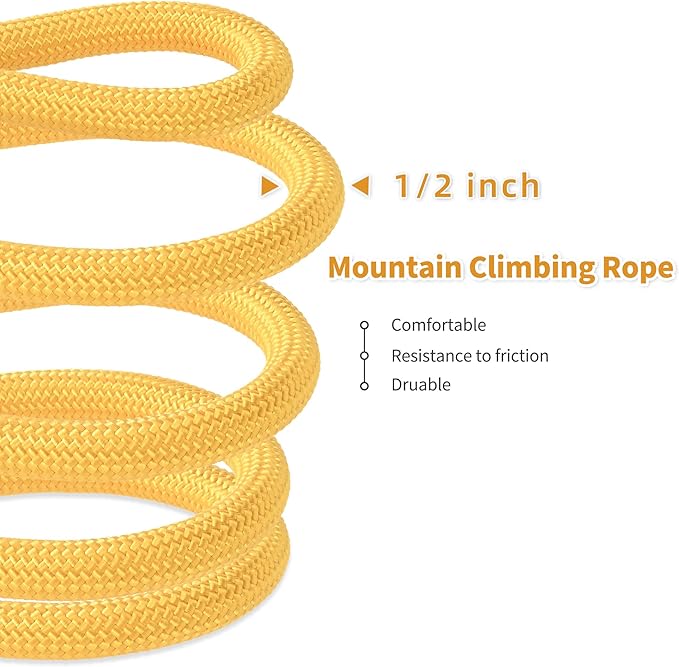 Mile High Life Dog Leash, with Comfortable Padded Handle, Yellow Nylon Rope Leash with Steel Tips, Heavy Duty 4 Feet Pet Leashes (Yellow,48 Inches)