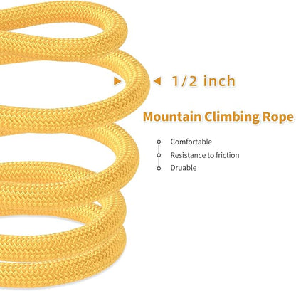 Mile High Life Dog Leash, with Comfortable Padded Handle, Yellow Nylon Rope Leash with Steel Tips, Heavy Duty 4 Feet Pet Leashes (Yellow,48 Inches)