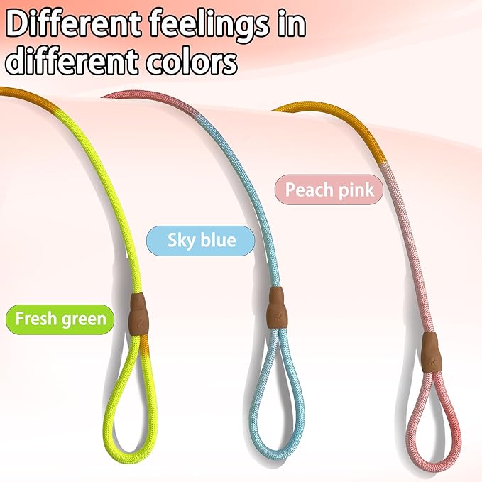 3-Pack Lightweight Adjustable Nylon Dog leashes Leather Buckles Macaron Dog leashes for S/M Dogs,5.2ft Long,White Ultra-Soft eco-Cotton Lining,No Collar Needed