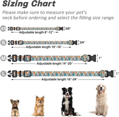 Reflective Dog Collar for Medium Dogs, Cute Boho Adjustable Heavy-Duty Nylon Puppy Collar for Boy and Girl Female, Soft Pet Accessories with Quick Release Buckle, Colorful Spliced