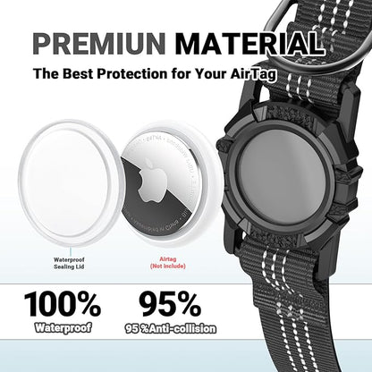 HDDTTZ AirTag Dog Collar, IP68 Waterproof Integrated Air Tag Dog Collars with Reflective, Ultra-Durable, Comfortable Padded, Heavy Duty Dog Collars for Small Medium Large Dogs, M (12.6"-17.1"), Black