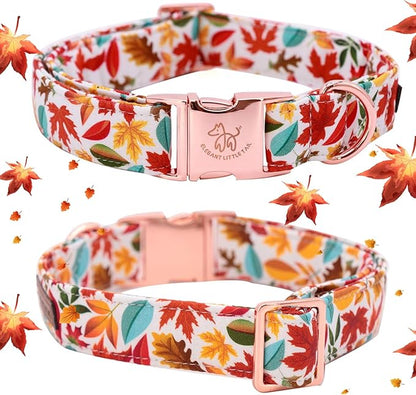 Elegant little tail Fall Dog Collar, Autumn Leaves Pet Collar Durable Dog Collars Male or Female Holiday Pet Gift Adjustable Dog Collar for Large Dogs