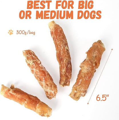 Pawmate Dog Treats Chicken Wrapped Beef Cartilage w/Calcium Supplement, Rawhide Free Dog Chews Long Lasting, Grain Free Healthy Training Treats Snacks for Small Medium Large Dogs, 12 Counts, 10.6 oz