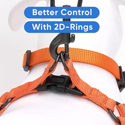 Pawtitas Personalized Dog & Puppy Harness Large Orange Custom ID Tag Adjustable No Pull Vest