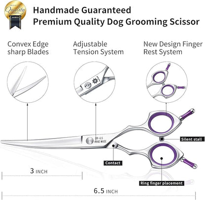 Dream Reach Dog Grooming Scissors - 6.5" Professional Sharp Downword Curved Shears with Ergonomic Handle for Cats Dogs