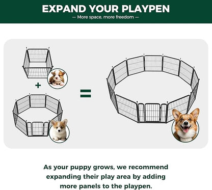 FXW Rollick Unleashed Dog Playpen for Indoor, Yard, RV Camping, 24 inch 4 Panels for Small and Puppy Dogs, Black│Patented
