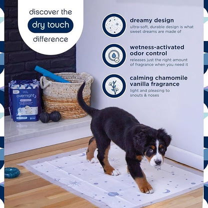 Pet Life Unlimited Overnight XXL Puppy Pads 30"x36" – 28 Count | Leak-Proof Extra-Extra-Large Dog Training Pads with Overnight Protection & Chamomile Vanilla Scent | USA Made