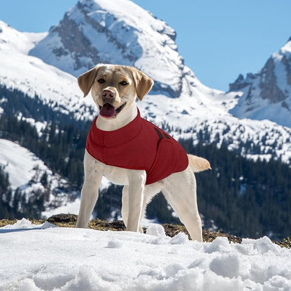 Queenmore XL Dog Sweater, Soft Fleece Vest Pullover Dog Jacket with Leash Hole, Warm Winter Dogs Clothes Cold Weather Doggy Dachshund Sweaters for Large Dogs Cats Boy or Girl (Burgundy, XL)