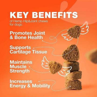 Glucosamine for Dogs - Joint Supplement for Dogs - Glucosamine Chondroitin - 180 Hip and Joint Care Mobility Chews - MSM, Turmeric - Advanced Mobility Support - Bone Health - Large and Small Breeds