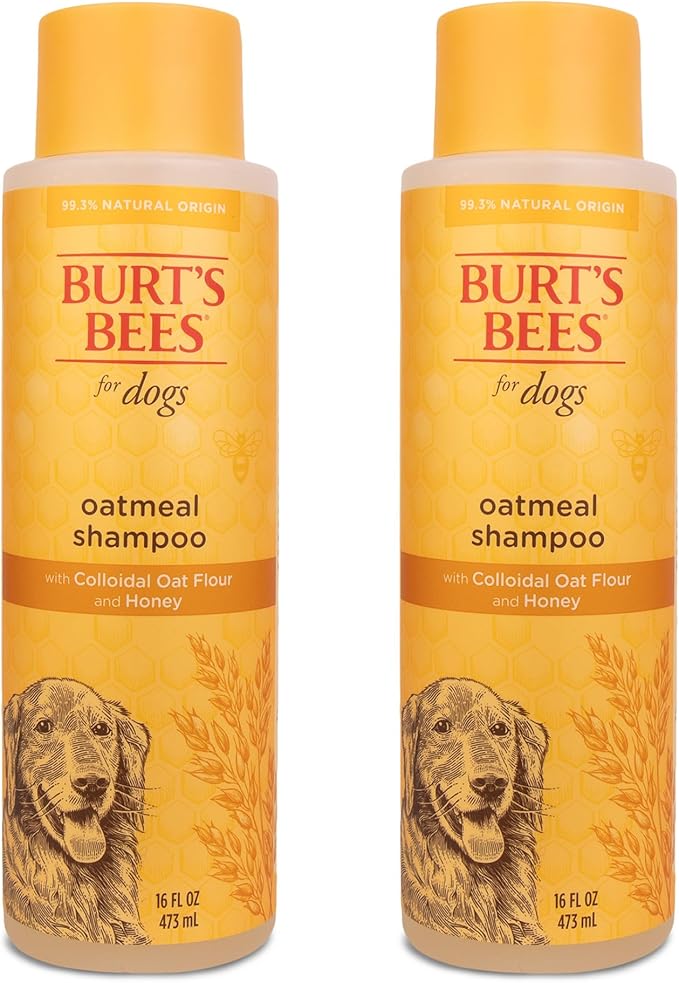 Burt's Bees for Pets Oatmeal Dog Shampoo with Colloidal Oat Flour and Honey, 2pk, 95% Natural Origin Formulas, Shampoo for Dogs - Gentle Dog Shampoo, Best Dog Shampoo, 2pk, 16 oz