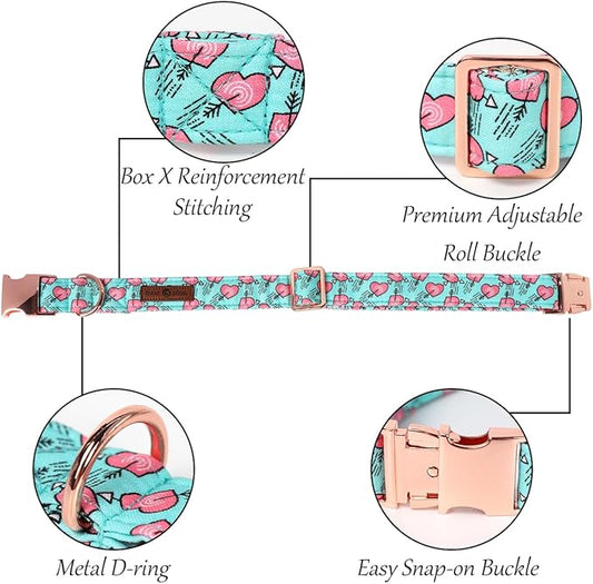 Lionet Paws Valentines Dog Collar Bowtie, Dog Bowtie Collar with Metal Buckle for Dogs, Adjustable Fabric Dogs Collars Girl Boy, XL, Neck 16-26 in